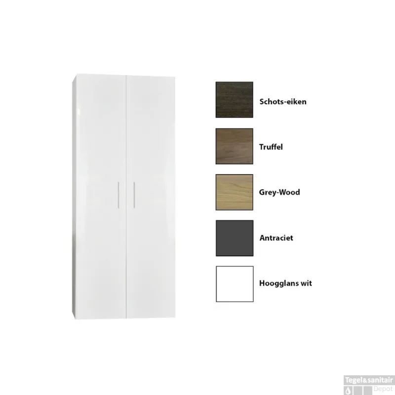 Uitverkoop Kolomkast Sanicare Q4/Q15 2-Deurs Soft-Closing 160x67x32 cm Grey-Wood