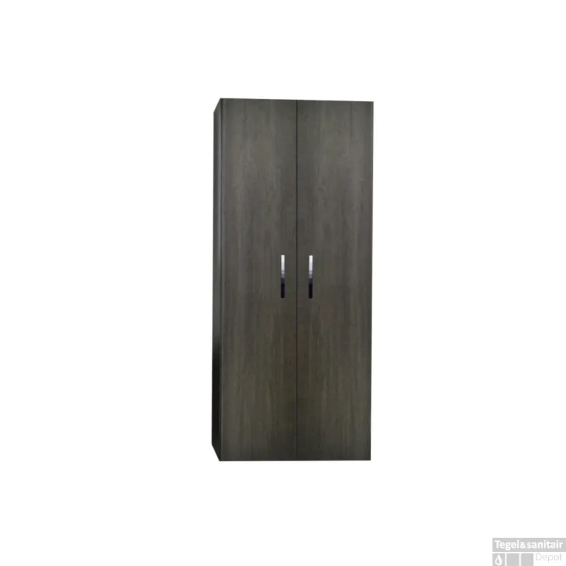 Kolomkast Sanicare Q1/Q12/Q17 2-Deurs Soft-Closing Chromen Greep 160x67x32 cm Grey-Wood Flitsaanbieding