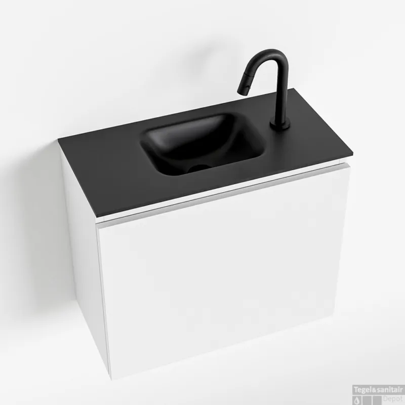 Gratis Retour MONDIAZ OLAN 60cm toiletmeubel talc. LEX wastafel urban midden 1 kraangat