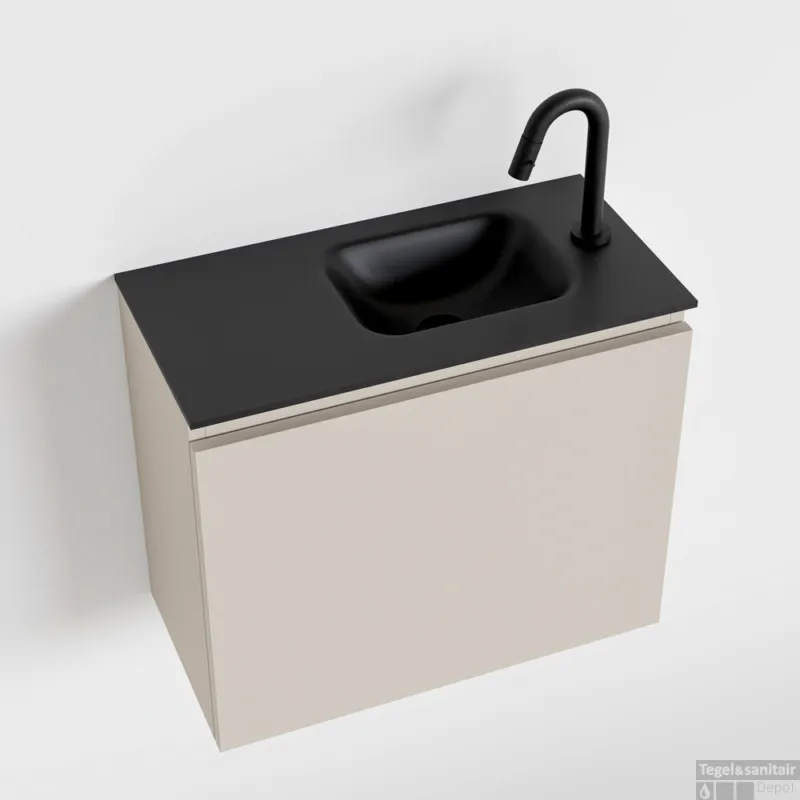 Hete Deal MONDIAZ OLAN 60cm toiletmeubel linen. LEX wastafel urban rechts 1 kraangat