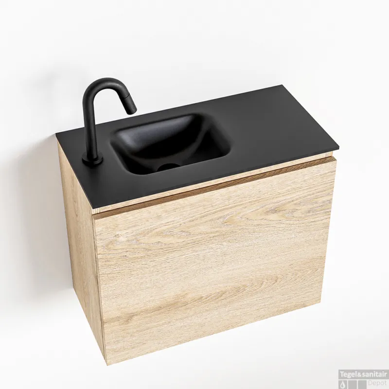 Gratis Retour MONDIAZ OLAN 60cm toiletmeubel washed_oak. LEX wastafel urban links 1 kraangat