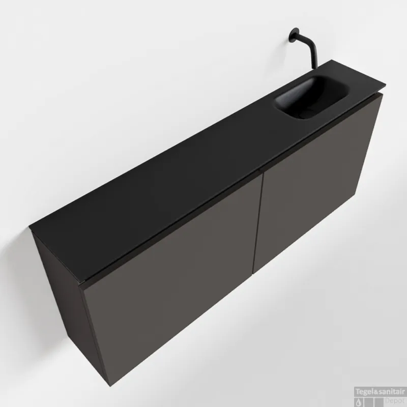 Koop Vandaag MONDIAZ TURE 120cm toiletmeubel dark grey. EDEN wastafel urban rechts geen kraangat