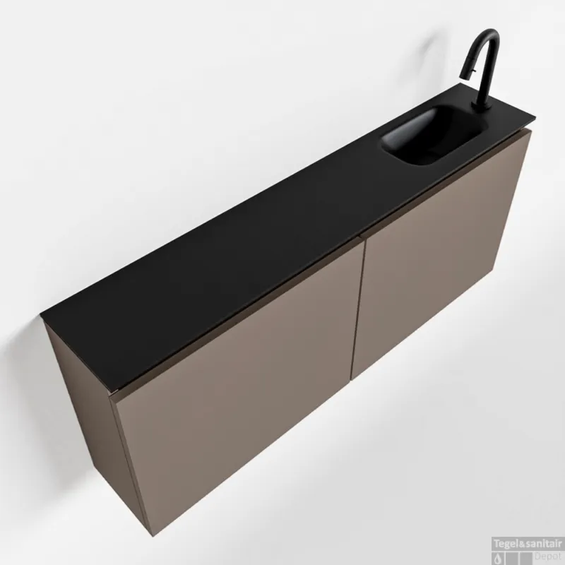 MONDIAZ TURE 120cm toiletmeubel smoke. EDEN wastafel urban rechts 1 kraangat Rechtstreeks Van De Fabrikant