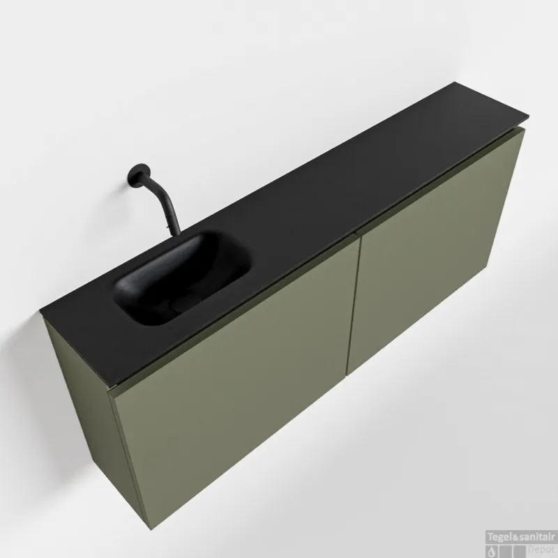 Uitverkoop MONDIAZ TURE 120cm toiletmeubel army. EDEN wastafel urban links geen kraangat