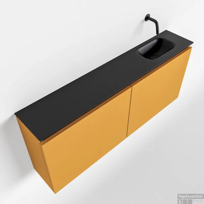 MONDIAZ TURE 120cm toiletmeubel ocher. EDEN wastafel urban rechts geen kraangat Weekendaanbieding