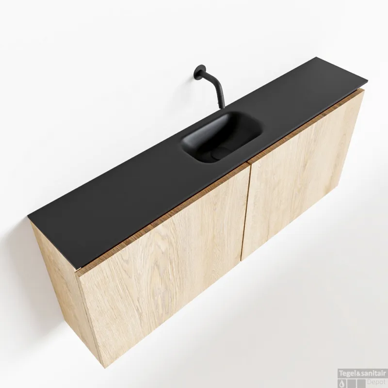 Veilige Betaling MONDIAZ TURE 120cm toiletmeubel washed oak. EDEN wastafel urban midden geen kraangat
