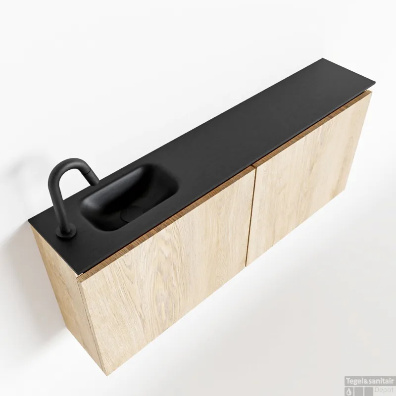 Aanbieding MONDIAZ TURE 120cm toiletmeubel washed oak. EDEN wastafel urban links 1 kraangat