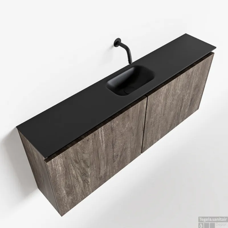 Voordeelprijs MONDIAZ TURE 120cm toiletmeubel dark brown. EDEN wastafel urban midden geen kraangat