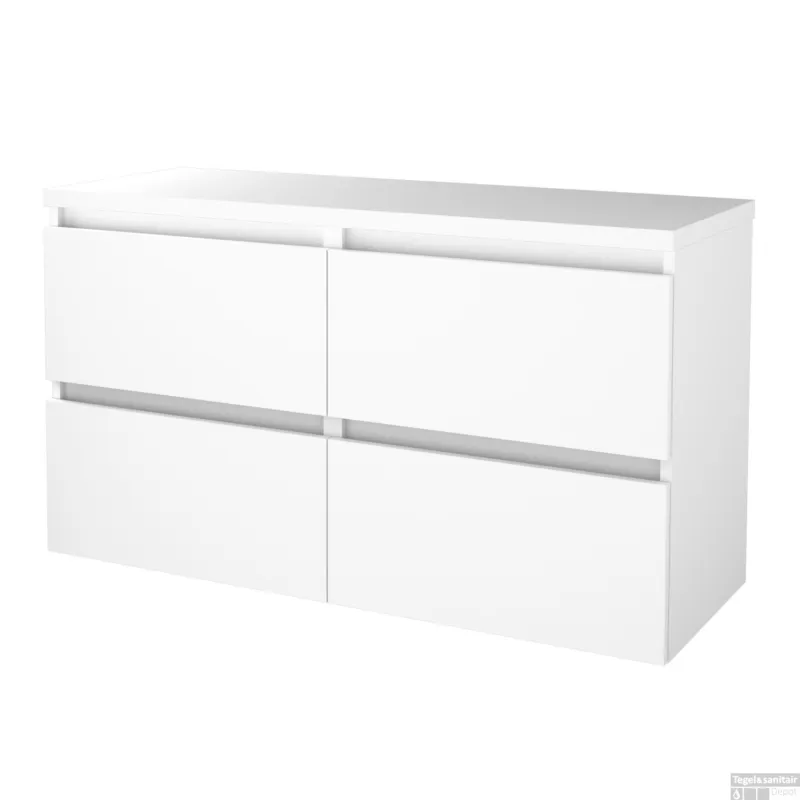 Beperkte Voorraad Badmeubelset BWS Salt 120x46cm Greeploos 4 Lades Met Afdekplaat Ice White