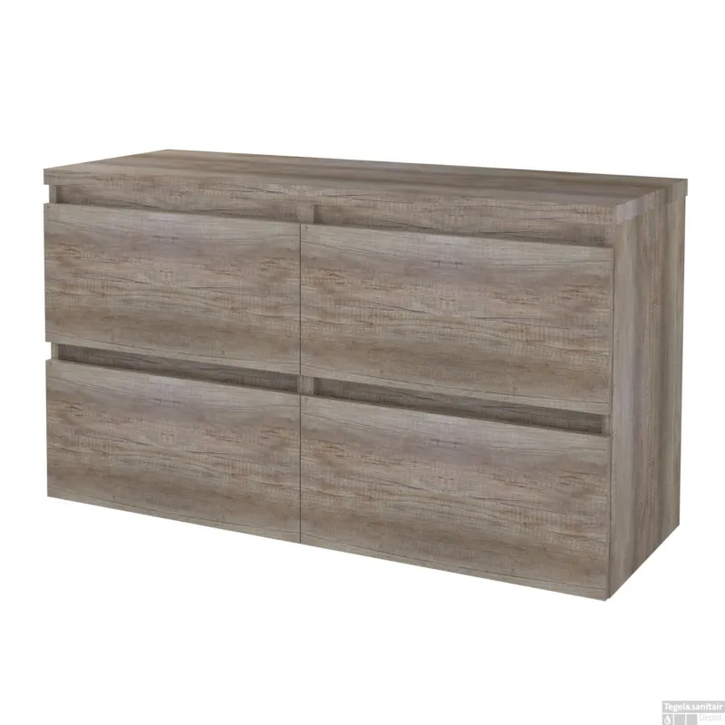 Badmeubelset BWS Salt 120x46cm Greeploos 4 Lades Met Afdekplaat Scotch Oak Meest Verkocht