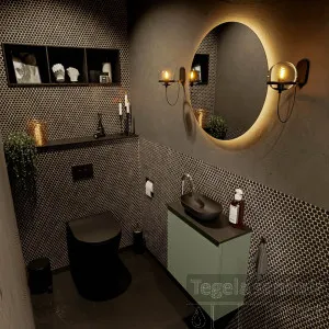 MONDIAZ FOWY toiletmeubel 50cm kleur army. Waskom positie links kleur urban urban. Met 1 kraangat Dagaanbieding