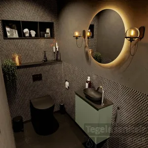 MONDIAZ FOWY toiletmeubel 50cm kleur army. Waskom positie rechts kleur urban urban. Met 1 kraangat Betrouwbaar