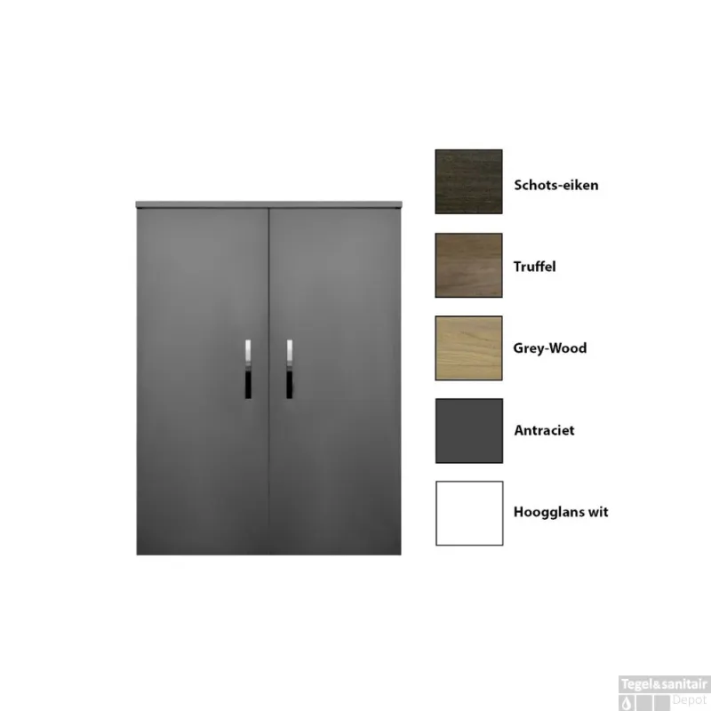 Kolomkast Sanicare Q1/Q12/Q17 2-Deurs Soft-Closing Chromen Greep 90x67x32 cm Truffel Uitverkoop