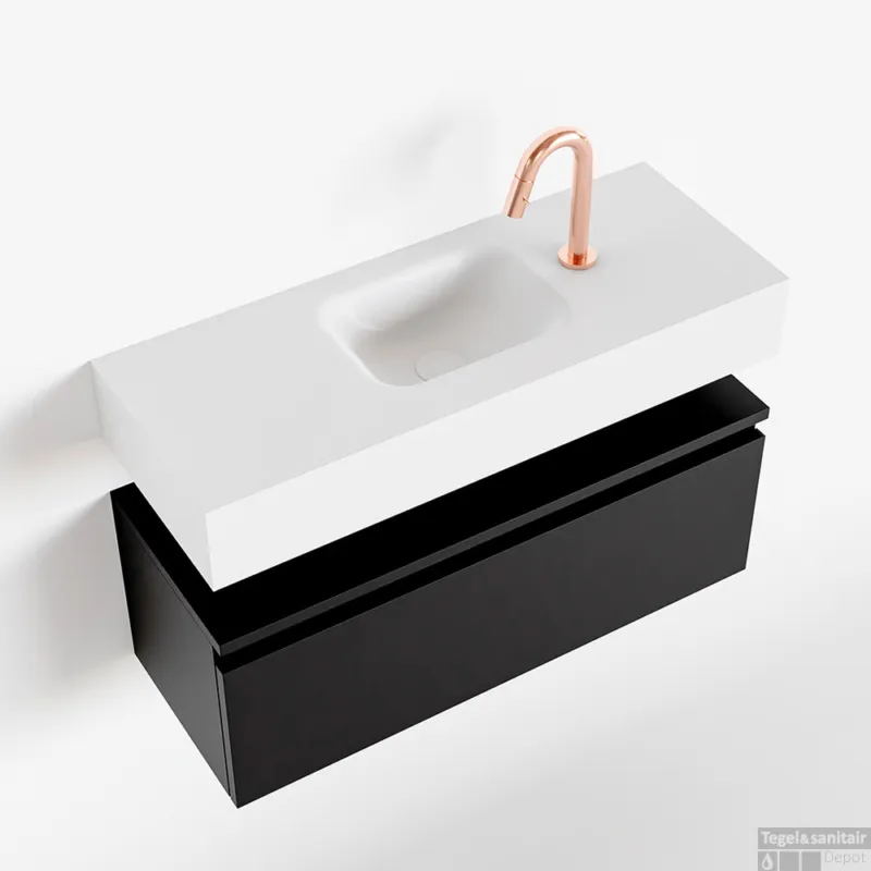 MONDIAZ ANDOR 80cm toiletmeubel urban. LEX 80cm wastafel talc midden 1 kraangat Beperkt Aanbod