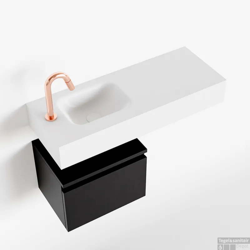 MONDIAZ ANDOR 40cm toiletmeubel urban. LEX 80cm wastafel talc links 1 kraangat Weekendaanbieding