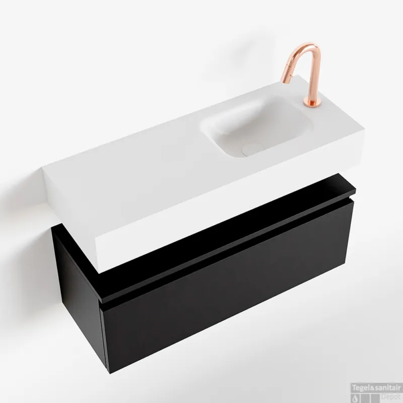 MONDIAZ ANDOR 80cm toiletmeubel urban. LEX 80cm wastafel talc rechts 1 kraangat Laatste Kans