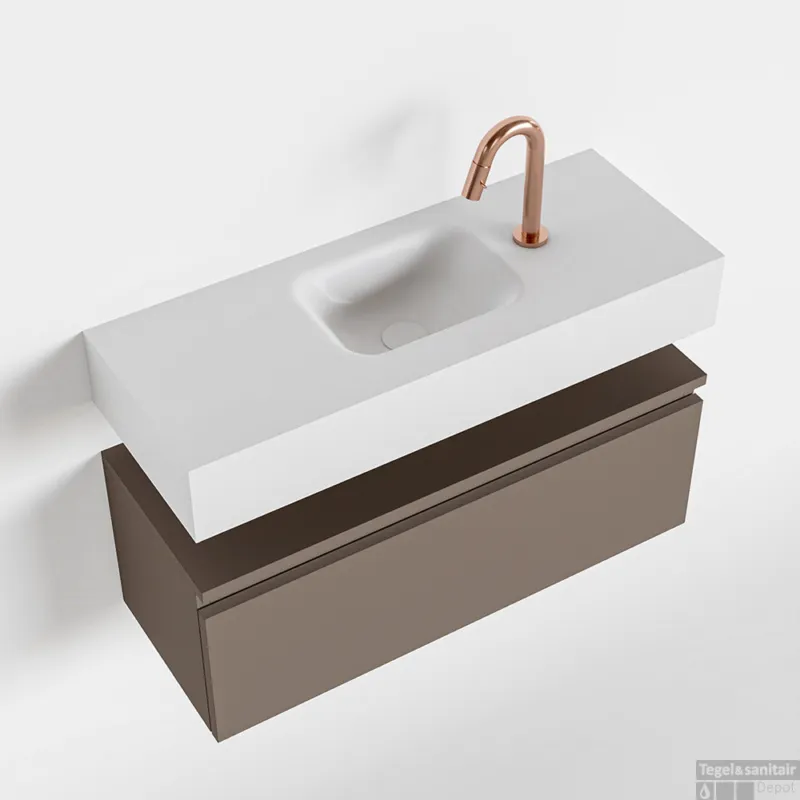 MONDIAZ ANDOR 80cm toiletmeubel smoke. LEX 80cm wastafel talc midden 1 kraangat Beste Prijs