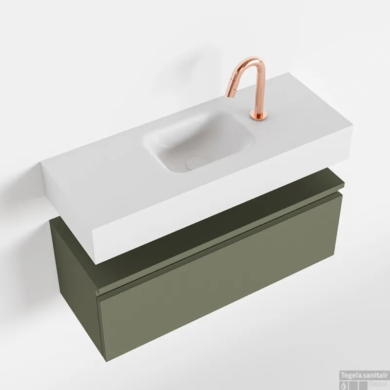 MONDIAZ ANDOR 80cm toiletmeubel army. LEX 80cm wastafel talc midden 1 kraangat Betaalbaar