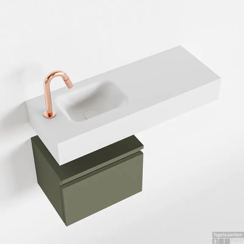 Favoriet MONDIAZ ANDOR 40cm toiletmeubel army. LEX 80cm wastafel talc links 1 kraangat