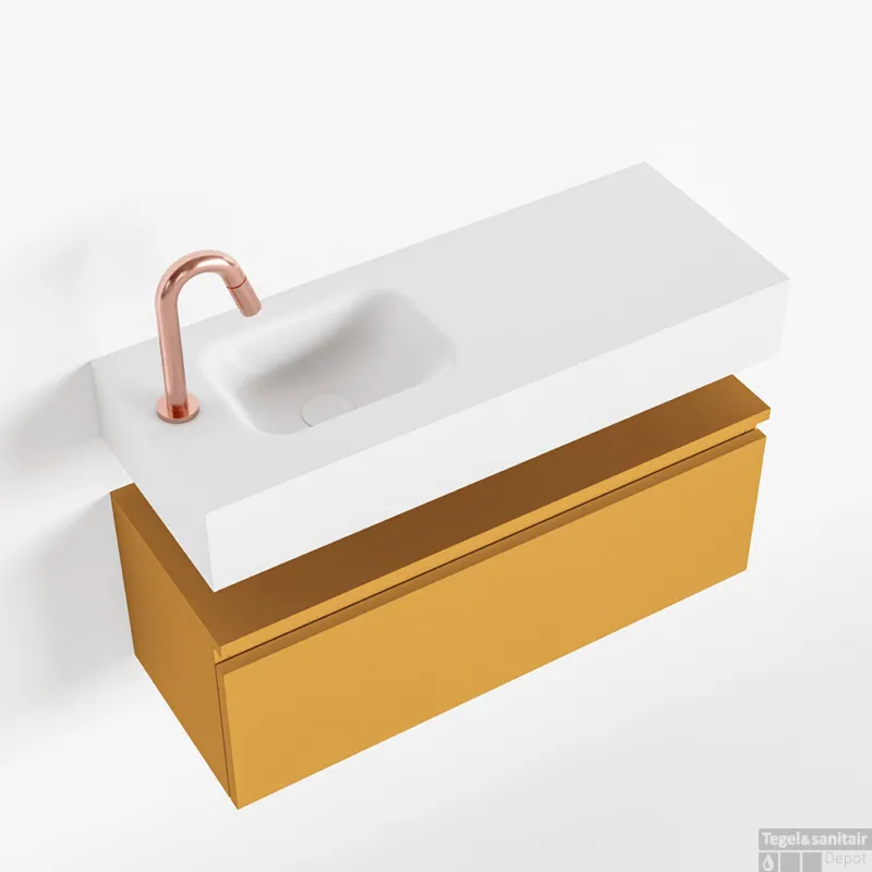 Meest Verkocht MONDIAZ ANDOR 80cm toiletmeubel ocher. LEX 80cm wastafel talc links 1 kraangat