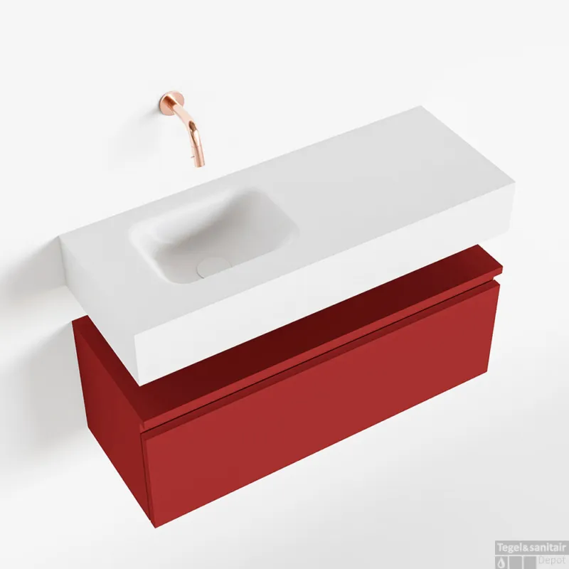 MONDIAZ ANDOR 80cm toiletmeubel fire. LEX 80cm wastafel talc links geen kraangat Seizoensaanbieding