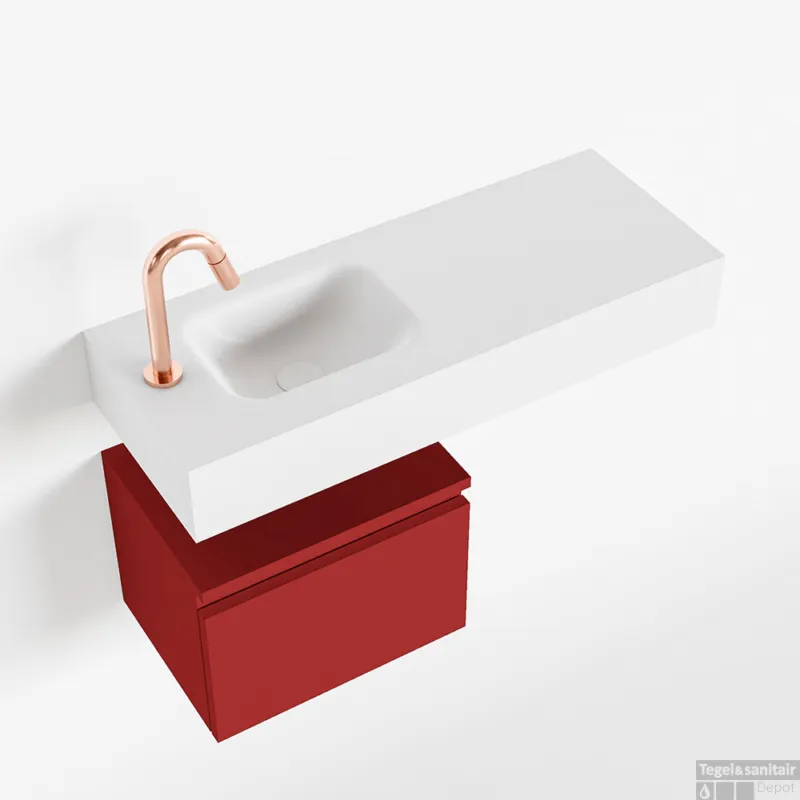Merkproduct MONDIAZ ANDOR 40cm toiletmeubel fire. LEX 80cm wastafel talc links 1 kraangat