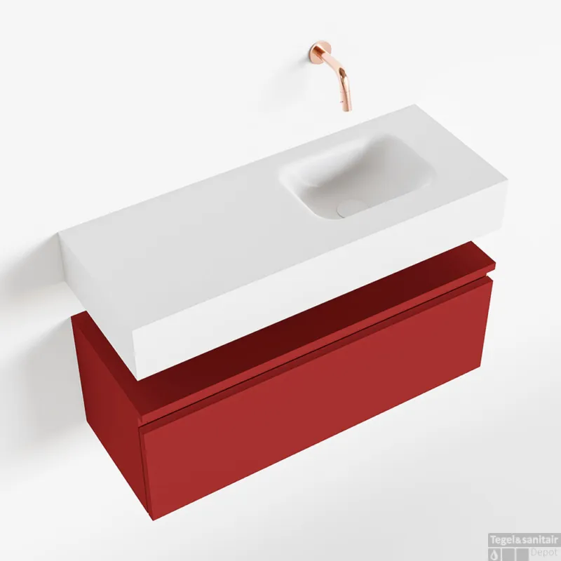 MONDIAZ ANDOR 80cm toiletmeubel fire. LEX 80cm wastafel talc rechts geen kraangat Hete Deal