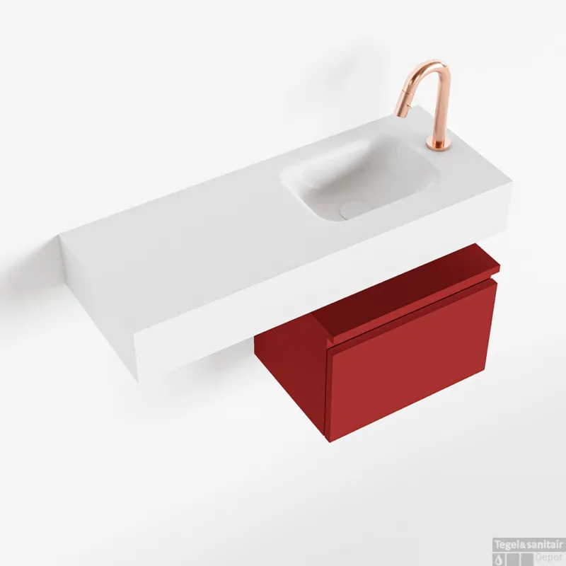 Bestel Nu MONDIAZ ANDOR 40cm toiletmeubel fire. LEX 80cm wastafel talc rechts 1 kraangat