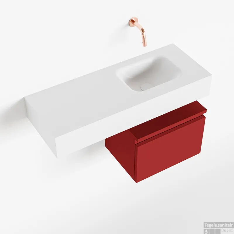Gecertificeerd MONDIAZ ANDOR 40cm toiletmeubel fire. LEX 80cm wastafel talc rechts geen kraangat