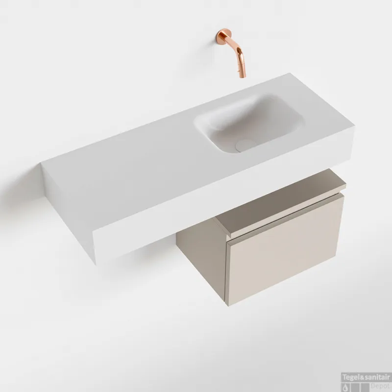 Hete Deal MONDIAZ ANDOR 40cm toiletmeubel linen. LEX 80cm wastafel talc rechts geen kraangat