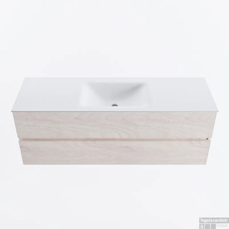 Meest Verkocht MONDIAZ VICA 140cm badmeubel onderkast Underlayment 2 lades. Wastafel CLOUD midden 1 kraangat, kleur Talc.