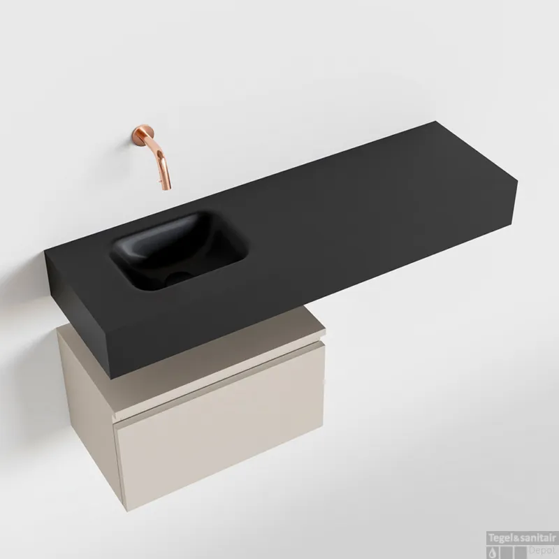 MONDIAZ ANDOR 50cm toiletmeubel linen. LEX 100cm wastafel urban links geen kraangat Shop Nu