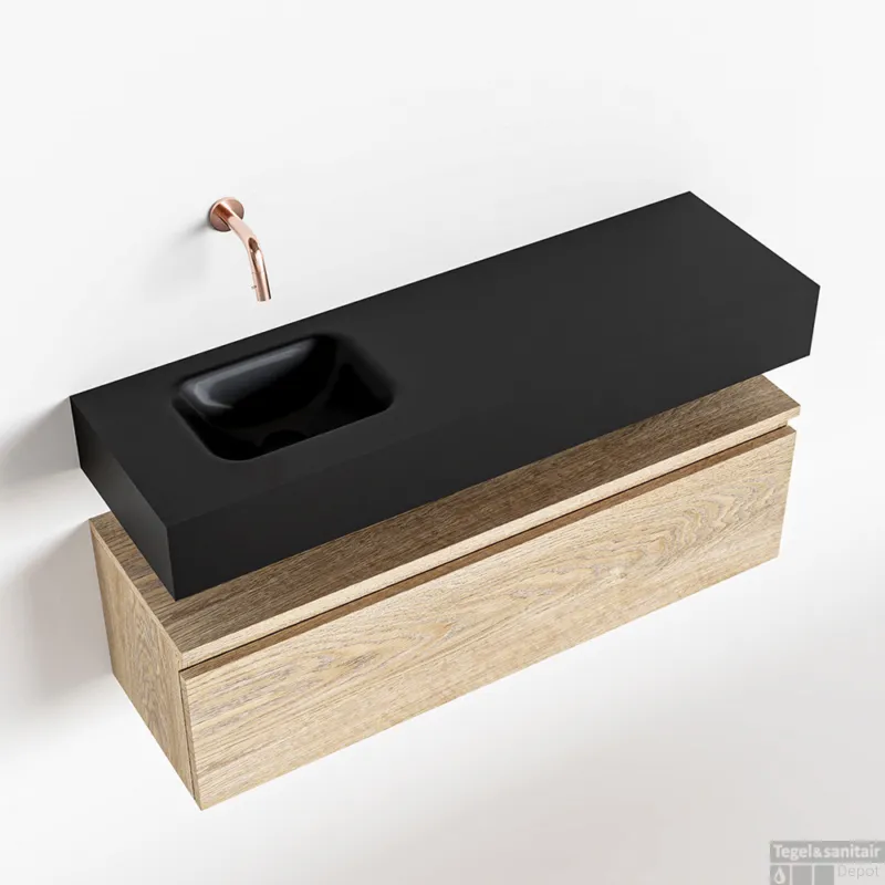 Meest Verkocht MONDIAZ ANDOR 100cm toiletmeubel washed oak. LEX 100cm wastafel urban links geen kraangat
