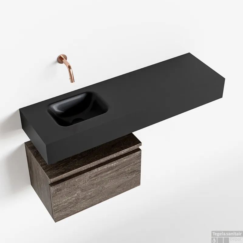MONDIAZ ANDOR 50cm toiletmeubel dark brown. LEX 100cm wastafel urban links geen kraangat Shop Nu