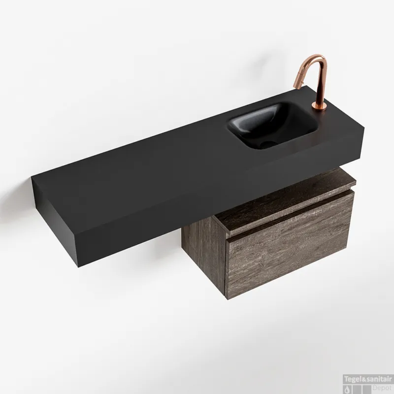 MONDIAZ ANDOR 50cm toiletmeubel dark brown. LEX 100cm wastafel urban rechts 1 kraangat Koop Online