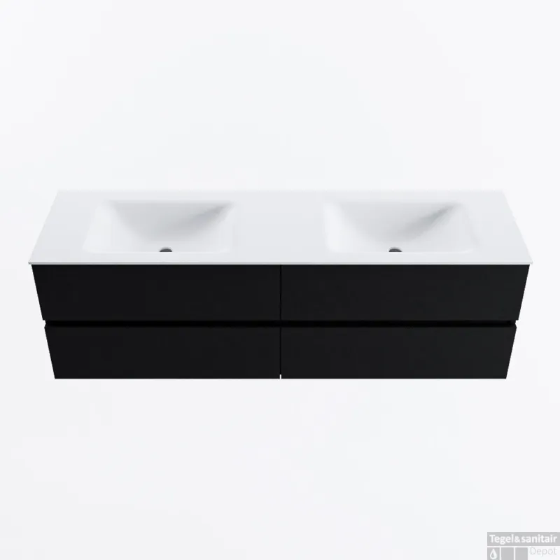 MONDIAZ VICA 160cm badmeubel onderkast Urban 4 lades. Wastafel CLOUD dubbel 2 kraangaten, kleur Talc. Fabrieksprijs