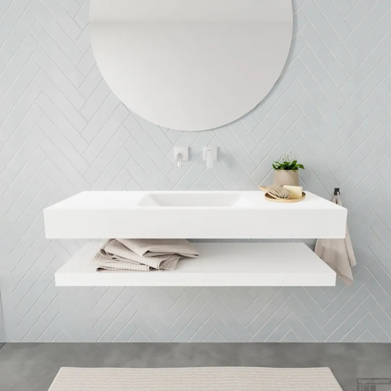 Badkamermeubel BWS Ibiza 120 cm met Planchet Solid Surface Mat Wit (acht varianten) Koop Vandaag
