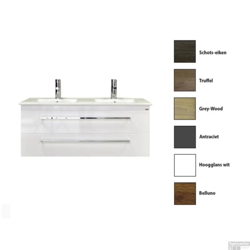 Badkamermeubelset Sanicare Q1 2 Soft Close Lades Belluno Eiken 121x46 cm Veilige Betaling