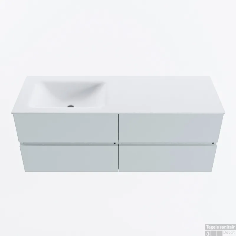 Bestel Nu MONDIAZ VICA 130cm badmeubel onderkast Clay 4 lades. Wastafel CLOUD links 1 kraangat, kleur Talc.