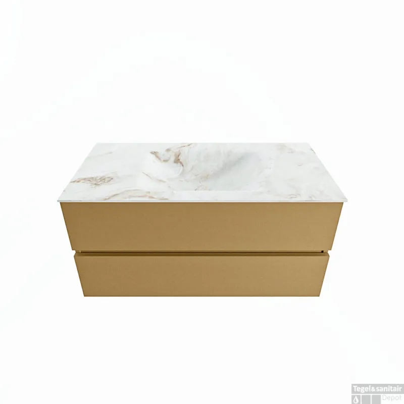 Favoriet MONDIAZ VICA-DLUX 100cm badmeubel onderkast Oro 2 lades. Inbouw wastafel CLOUD midden 1 kraangat, kleur Frappe.
