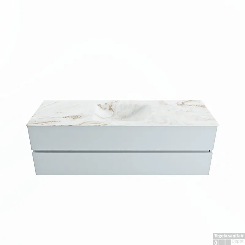 Betrouwbaar MONDIAZ VICA-DLUX 150cm badmeubel onderkast Clay 2 lades. Inbouw wastafel CLOUD midden zonder kraangat, kleur Frappe.
