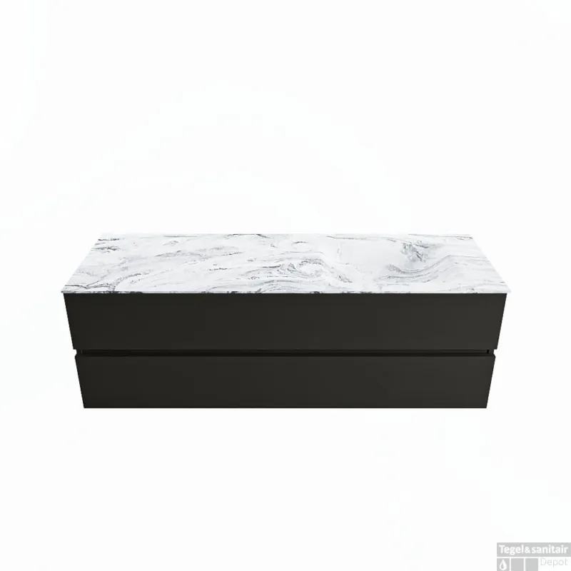 Bestseller MONDIAZ VICA-DLUX 150cm badmeubel onderkast Urban 2 lades. Inbouw wastafel CLOUD rechts zonder kraangat, kleur Glace.