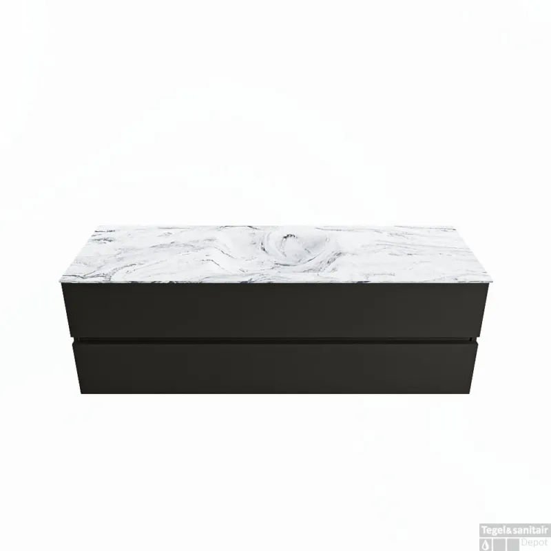 Dagaanbieding MONDIAZ VICA-DLUX 150cm badmeubel onderkast Urban 2 lades. Inbouw wastafel CLOUD midden 1 kraangat, kleur Glace.
