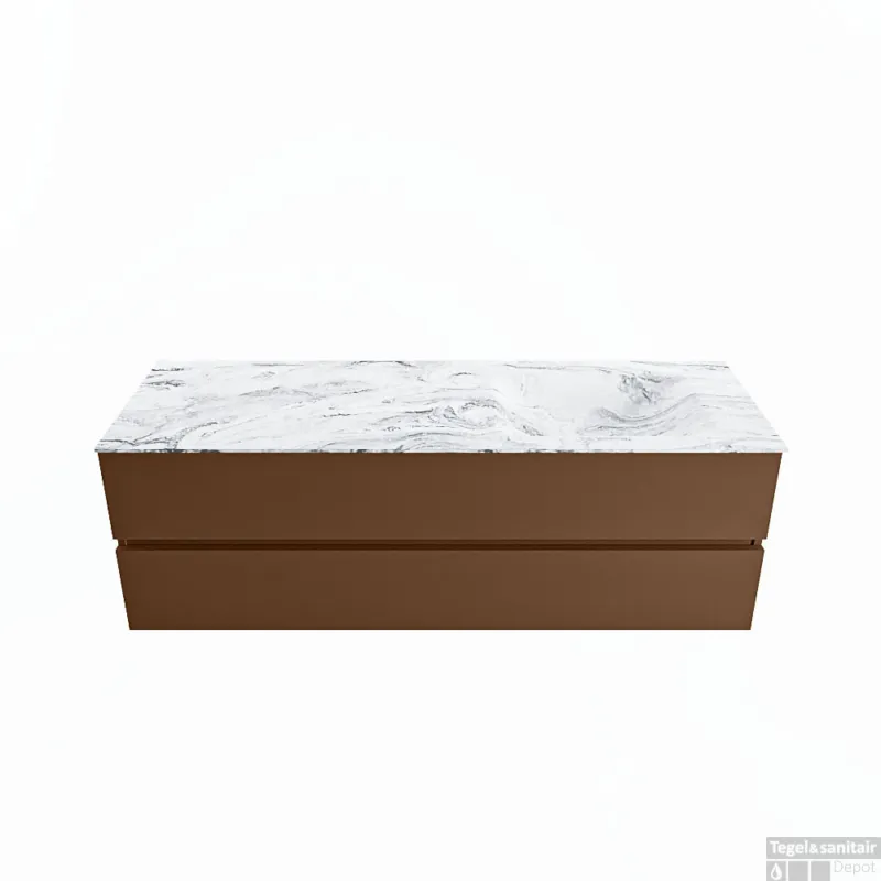 Beperkt Aanbod MONDIAZ VICA-DLUX 150cm badmeubel onderkast Rust 2 lades. Inbouw wastafel CLOUD rechts 1 kraangat, kleur Glace.