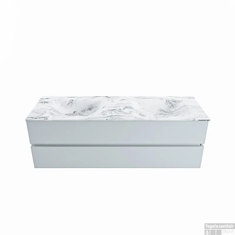Meest Verkocht MONDIAZ VICA-DLUX 150cm badmeubel onderkast Clay 2 lades. Inbouw wastafel CLOUD dubbel 2 kraangaten, kleur Glace.