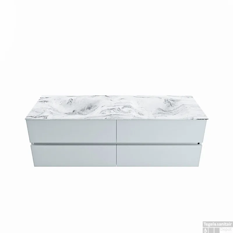 Betrouwbaar MONDIAZ VICA-DLUX 150cm badmeubel onderkast Clay 4 lades. Inbouw wastafel CLOUD dubbel 2 kraangaten, kleur Glace.