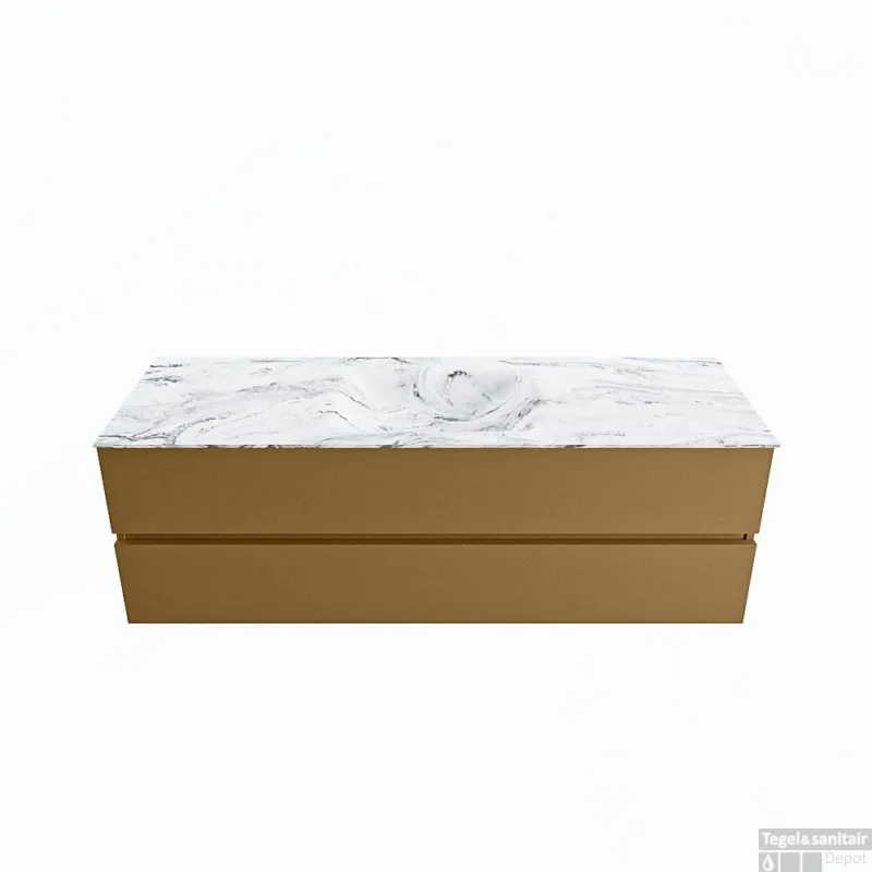 MONDIAZ VICA-DLUX 150cm badmeubel onderkast Oro 2 lades. Inbouw wastafel CLOUD midden 1 kraangat, kleur Glace. Beste Prijs