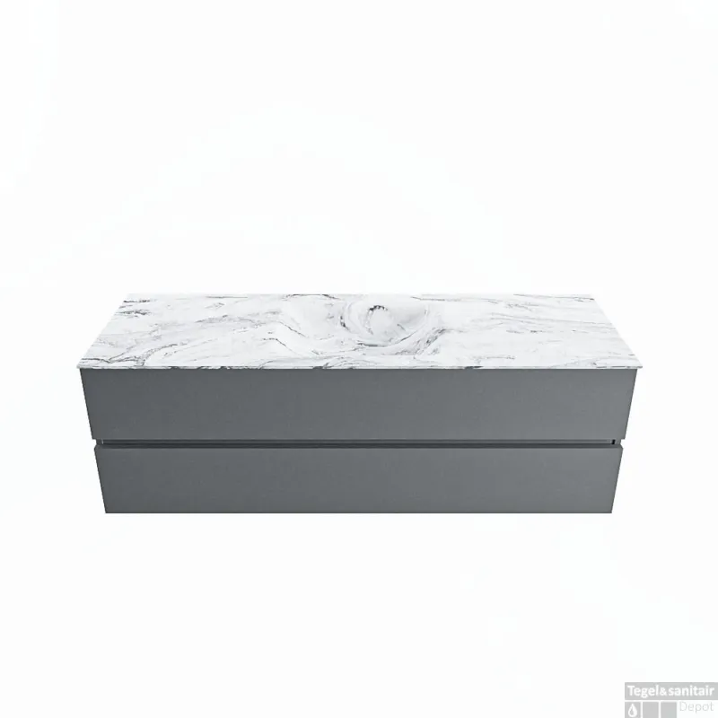 Beperkt Aanbod MONDIAZ VICA-DLUX 150cm badmeubel onderkast Plata 2 lades. Inbouw wastafel CLOUD midden zonder kraangat, kleur Glace.