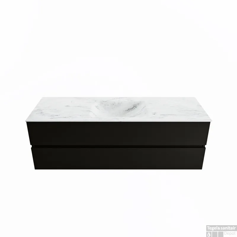 Koop Online MONDIAZ VICA-DLUX 150cm badmeubel onderkast Urban 2 lades. Inbouw wastafel CLOUD midden zonder kraangat, kleur Opalo.