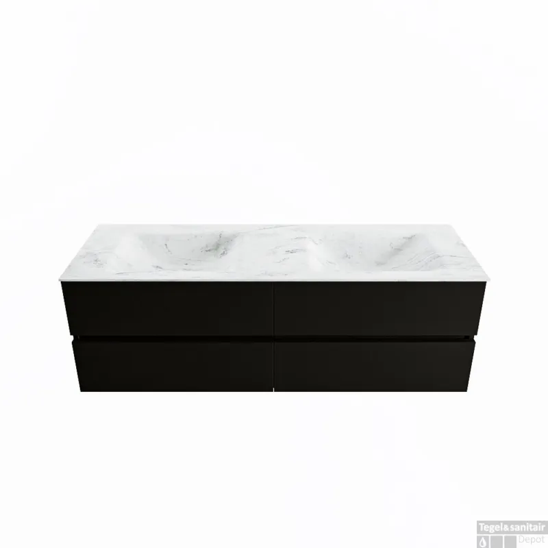 Koop Vandaag MONDIAZ VICA-DLUX 150cm badmeubel onderkast Urban 4 lades. Inbouw wastafel CLOUD dubbel zonder kraangat, kleur Opalo.